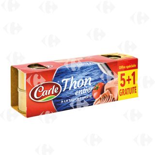 Lot de 6 Thons Sauce Tomate Carle 85g (6ème gratuit)