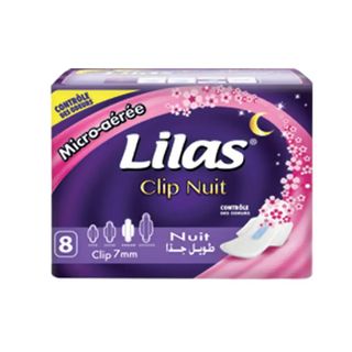 Serviettes Hygiéniques Parfumées Micro-Aérée Nuit Plus Lilas 8 Pièces