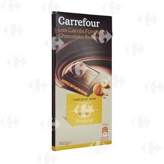 Tablette de Chocolat Noir aux Noisettes Praliné Carrefour 150g