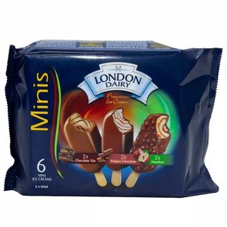 LONDON DAIRY MINI TRIO+BELGIAN+HAZELNUT STICKS 6X60ML