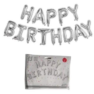 Ballons en lettres Argentées Happy Birthday