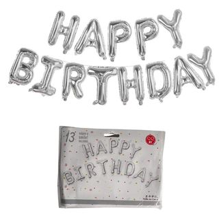 Ballons en lettres Argentées Happy Birthday
