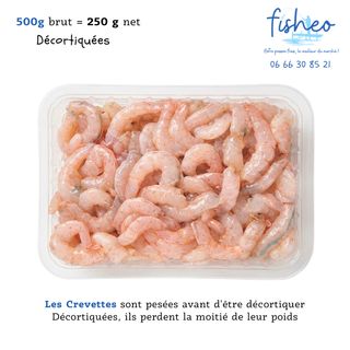 Crevettes décortiquées (250g net)