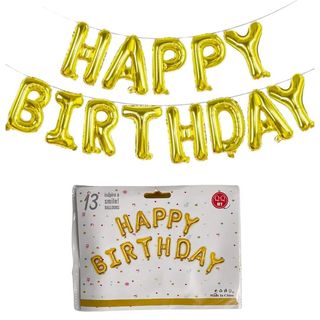 Ballons en lettres Dorées Happy Birthday