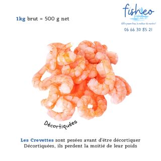 Crevettes décortiquées (500g net)