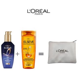 Offre Elseve Huile Extraordinaire Cheveux Secs : Shampoing 200ml + Sérum Midnight 100ml = Trousse Blanche