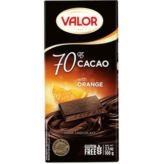 Tablette de Chocolat Noir avec Orange 70% de Cacao Valor 100g