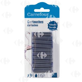 Cartouche d'encre bleue pour stylo plume Carrefour 30 unités