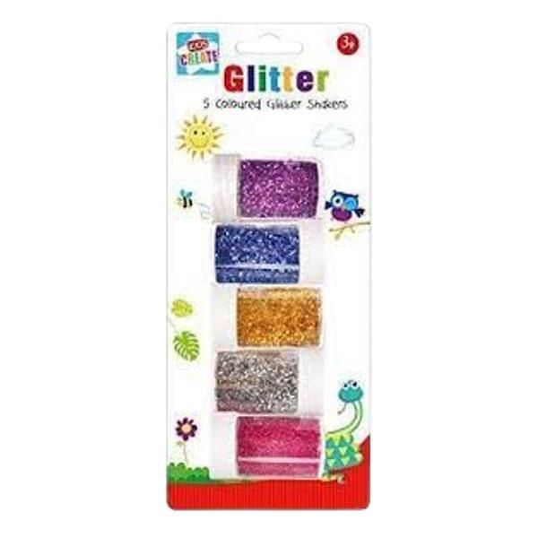 Kids Create 5 Coloured Glitter Shakers 3+
