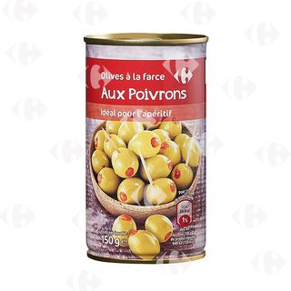 Conserve d'Olives Farcies aux Poivrons Carrefour 150g