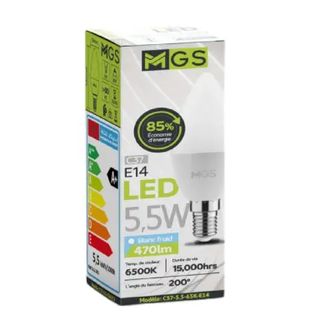 Ampoule Lustre LED C37 5,5W E14 lumière blanche - MGS