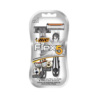 BIC Flex5 Rasoirs Homme 5 Lames Mobiles, Bande Lubrifiante Enrichie en Aloe Vera et Vitamine E - Blister de 2 - 315