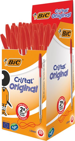 BIC Cristal Original - Rouge, Stylos-Bille Boîte de 50