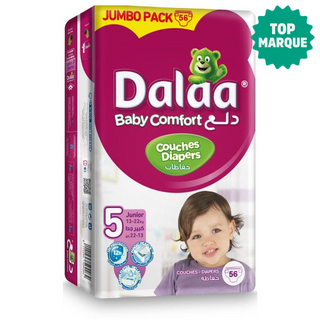 Dalaa Baby Comfort Couches Jumbo Pack Taille 5 Junior x56 Unités 15-28Kg