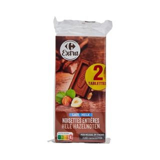 Tablette Chocolat Lait Noisettes Carrefour Extra 2x200g