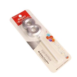 Bougie Birthday Argenté 3D Chiffre 8