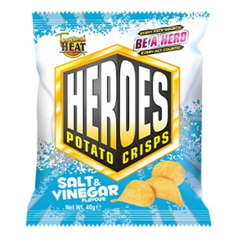 Tropical Heat Snacks Heroes Potato Chips Salt & Vinegar 40g