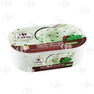 Crème Glacée Menthe Choco en Bac Carrefour 1L