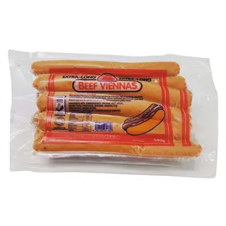 Farmers Choice Beef Viennas Extra Long 500 g