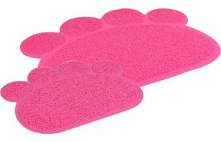 Pitou Rose Pink Paw Print Bedside Rug, 45x60cm