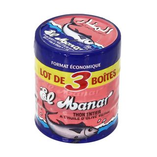 Thon Entier Huile D'Olive El Manar 3X160Gr