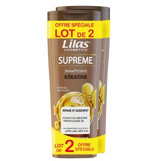 LILAS COSMETICS Lot de 2 Shampooing Kératine pour cheveux frisés et indisciplinés 220ml