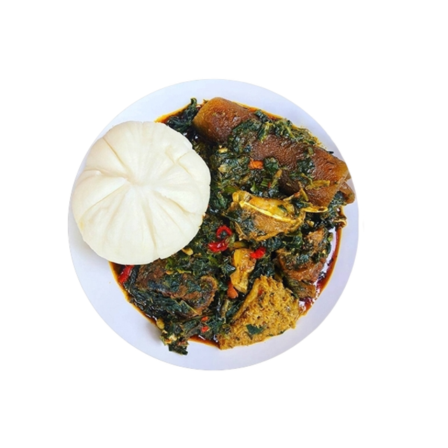 Nigerian Cusine Semovita Soup Efo Riro
