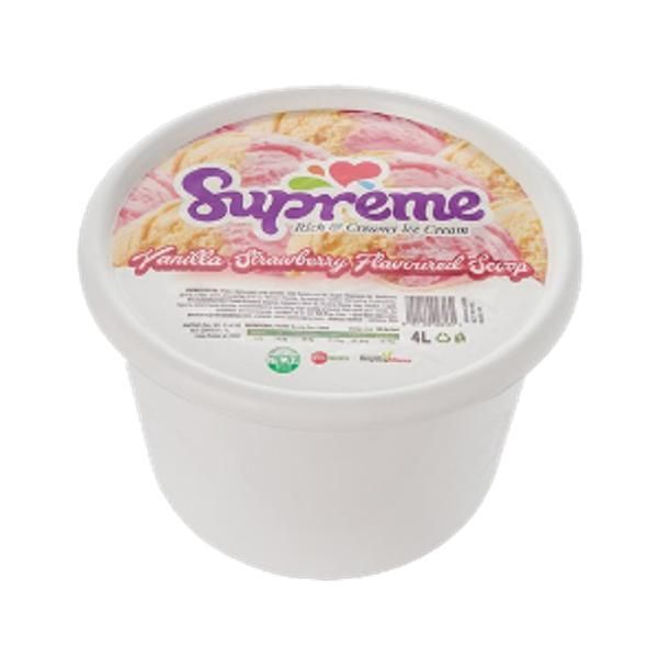Supreme Ice Cream Vanilla/Strawbery 4Ltr