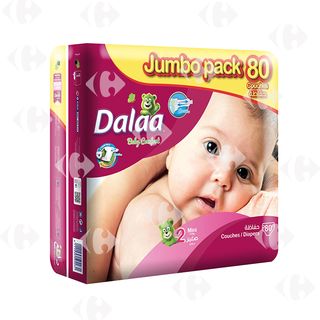 Couches Bébé 3 À 6Kg Taille 2 Dalaa 80 unités