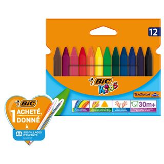 BIC Kids Plastidecor Triangle Craies de Coloriage 12 Unités
