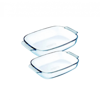 Plats à four réctangulaires PYREX Lot de 2-En verre -2,5 L :30X20CM-3L:33X22CM  - 130