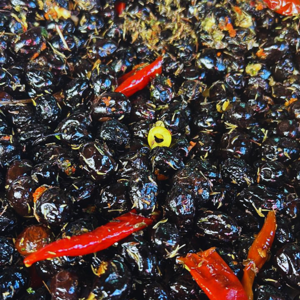 L'Olive noire au thym et à l'ail - 200g