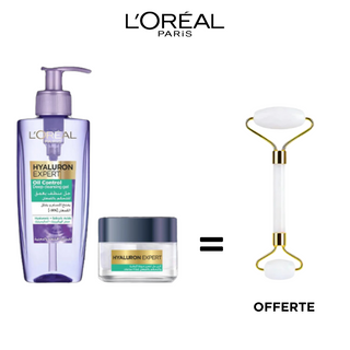 Lot L'Oréal Paris Hyaluron Expert Oil Control 200Ml + Crème Jour Hyaluron Expert = Roller Offert