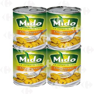 Lot de Boites de Champignons Coupés Mido 3x184g +1 Gratuit