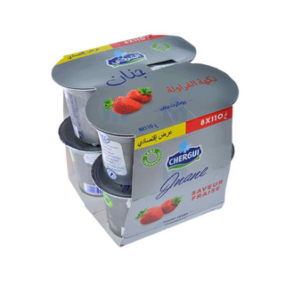Yaourt ferme saveur fraise Jnane 8x110g - CHERGUI
