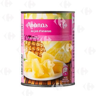 Conserve Fruits au Sirop Ananas en Morceaux Carrefour 340g