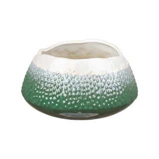Vide-Poche en Porcelaine Gravée Vert et Blanc Kasa 11x20,5cm