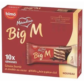 Pack génoises fourrées et enrobées au cacao Merendina Big M 10x57g - BIMO