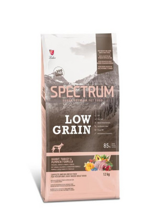 Spectrum Low Grain Rabbit, Turkey & Pumpkin For Medium And Large Breed Adult Dogs 12Kg