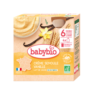 BABYBIO GOURDE CREME SEMOULE VANILLE 4 X 85G