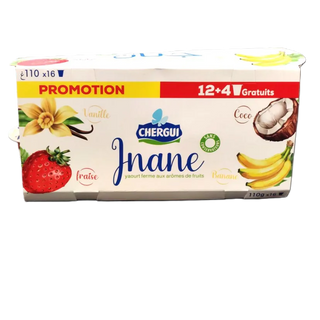 Yaourt ferme aux arômes de fruits Jnane 12+4 gratuits x110g - CHERGUI