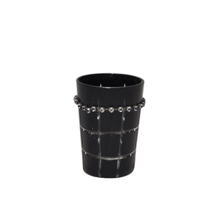 BOUGEOIRE STICK NOIR GRAVEE EN CARRE ARGENT 9CM PH 281