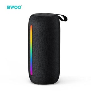 Bwoo Haut-parleur portable sans fil IPX4 Hi-Fi Subwoofer à basses puissantes avec lumière RVB BT 5.3