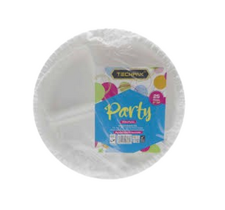 Plate 9 Inch 3 Partition White