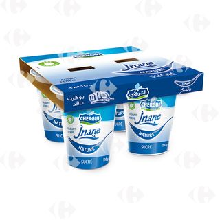 Chergui Jnane Yaourt Ferme Nature Sucré Pack 4X110g