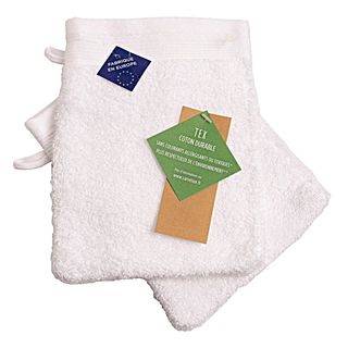 Tex Gant De Toilette Blanc Le Lot De 2 Gants De 16X21Cm