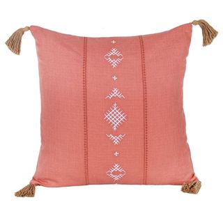 Coussin Carré Brode Terracotta Kasa 45x45cm