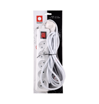 Bloc multiprises SOMEF 5 Prises - 2 Pôles+Terre - Avec interrupteur - 3 Mètres - 305