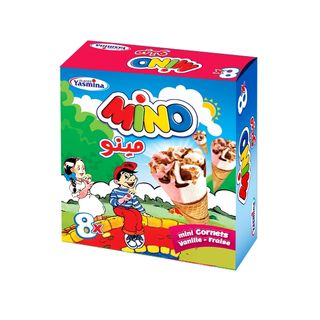 Cornets Glace Mino Vanille Fraise Yasmina 8 Unités 70ml