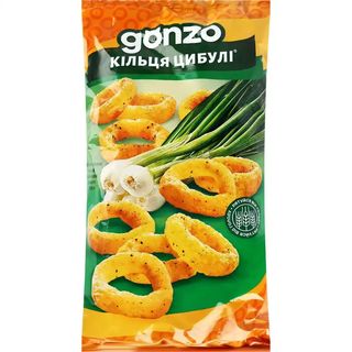 Кукурудзяні кільця Gonzo зі смаком цибулі 150 г